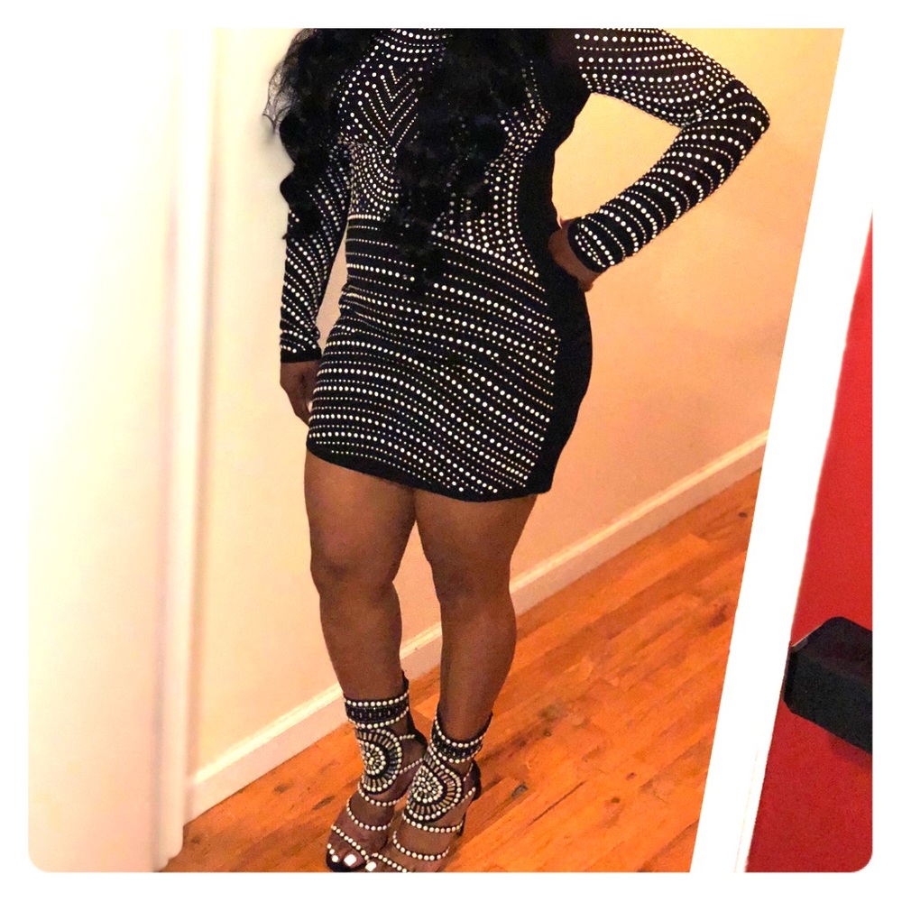 Sexy Black dress with pearls.